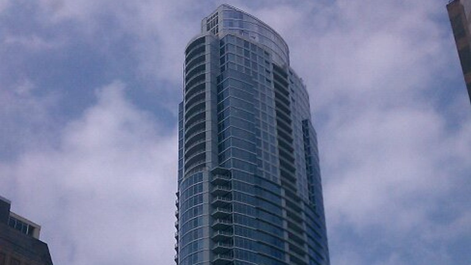 The Austonian tower seen from Cesar Chavez Street